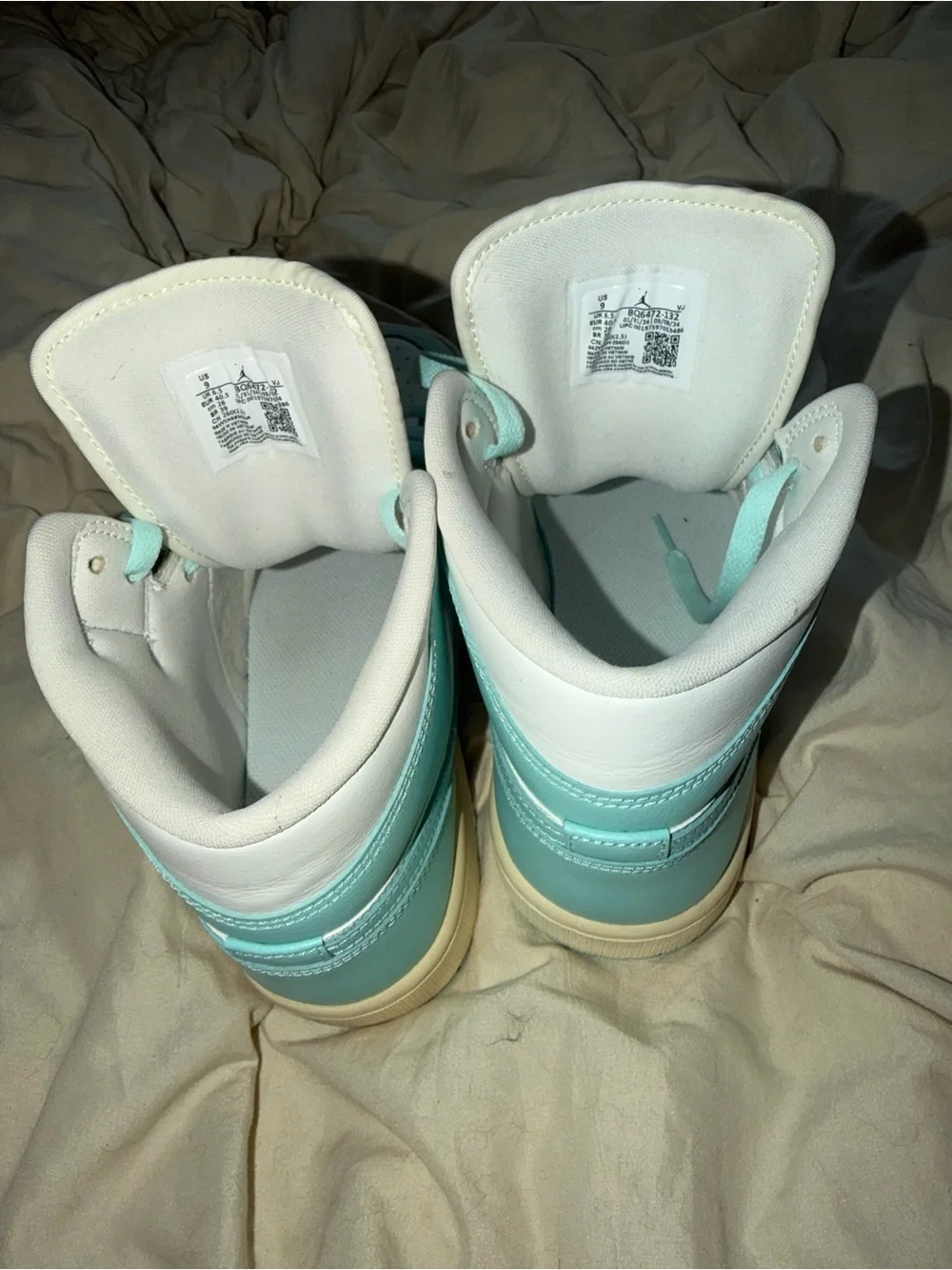Nike Air Jordan High Top Sneakers in Mint Green & White